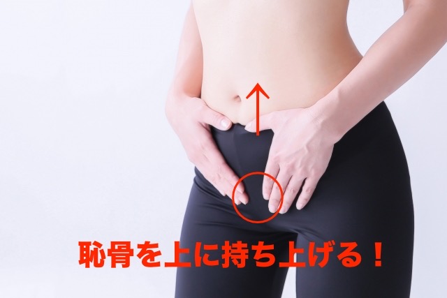 恥骨を上に持ち上げるイメージを持つ